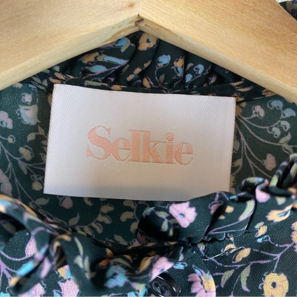 Selkie The Bistro Blouse Puffed Sleeve Button Floral Top Women's Multicolor XS - Picture 8 of 11